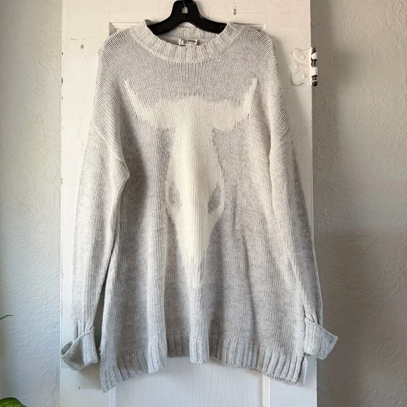 MUMU Mellow Gray Bull Skull Sweater - Picture 1 of 7